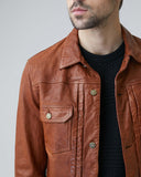 TYPE 2 TRUCKER LEATHER JACKET IN BROWN