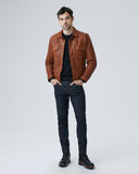 TYPE 2 TRUCKER LEATHER JACKET IN BROWN