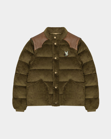 CORDUROY QUILTED TOGS PUFFER IN GREEN