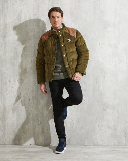 CORDUROY QUILTED TOGS PUFFER IN GREEN