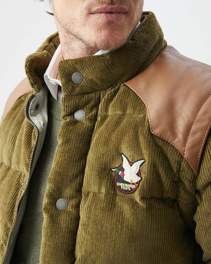 CORDUROY QUILTED TOGS PUFFER IN GREEN
