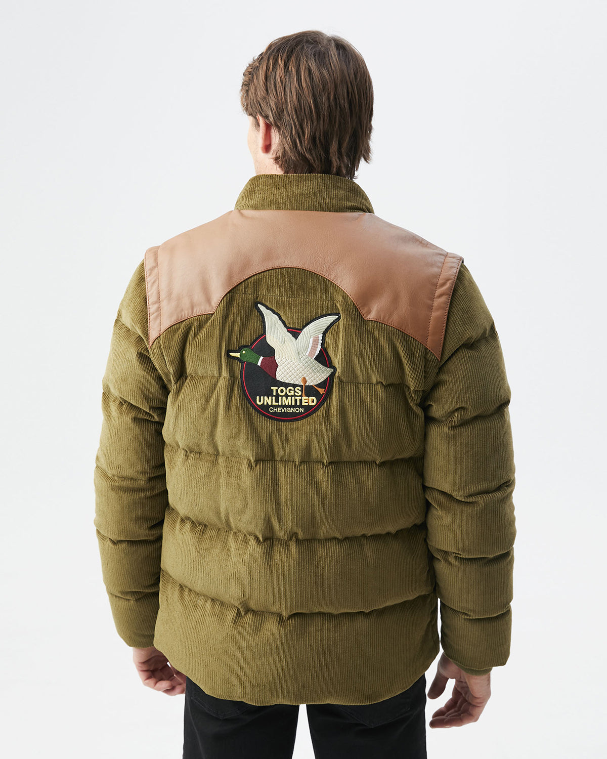 CORDUROY QUILTED TOGS PUFFER IN GREEN