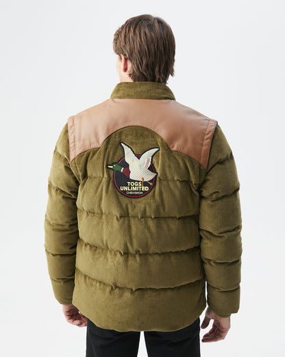 CORDUROY QUILTED TOGS PUFFER IN GREEN