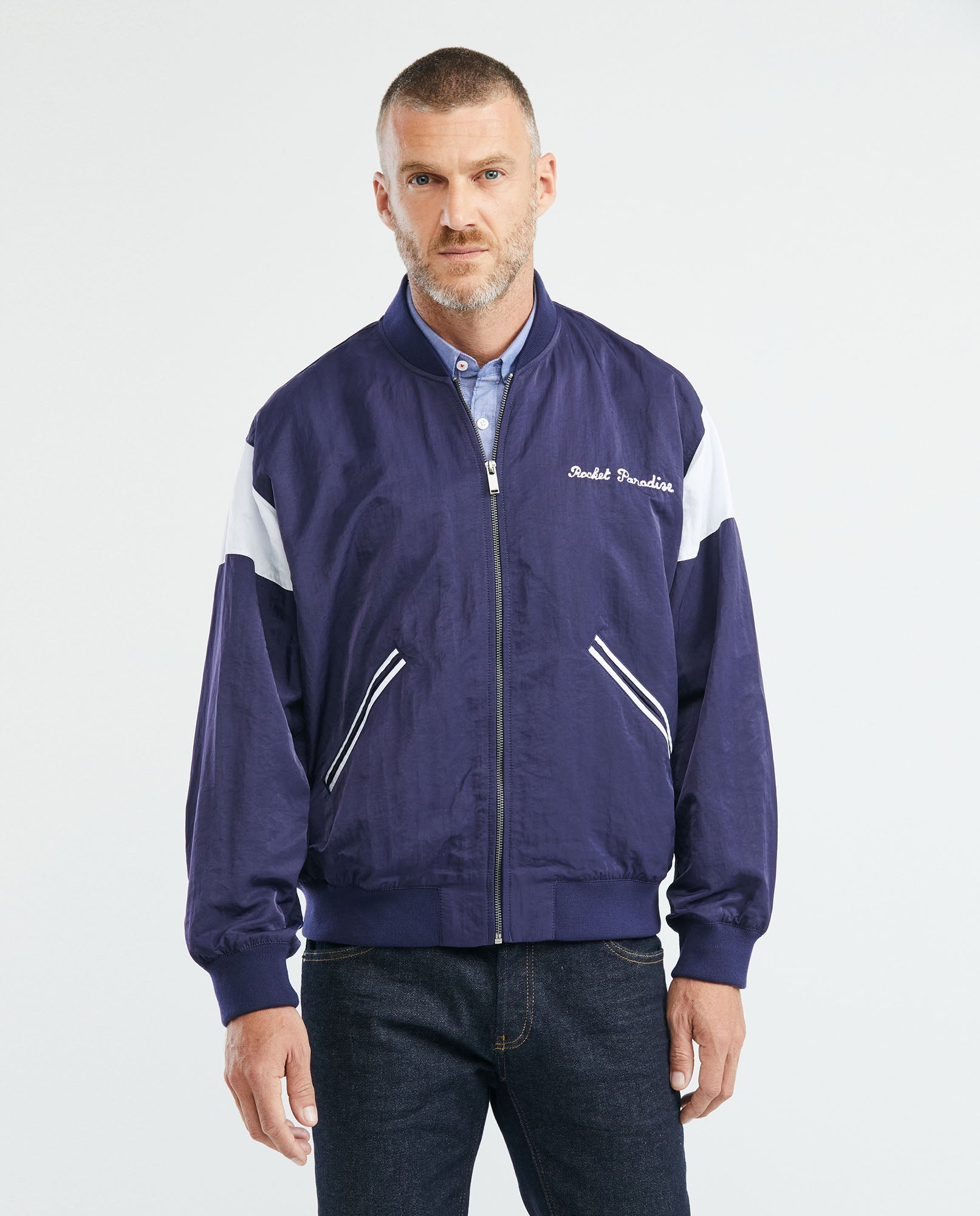 Men's Vintage American Jacket Contrast Sleeves in Polyamide - 2