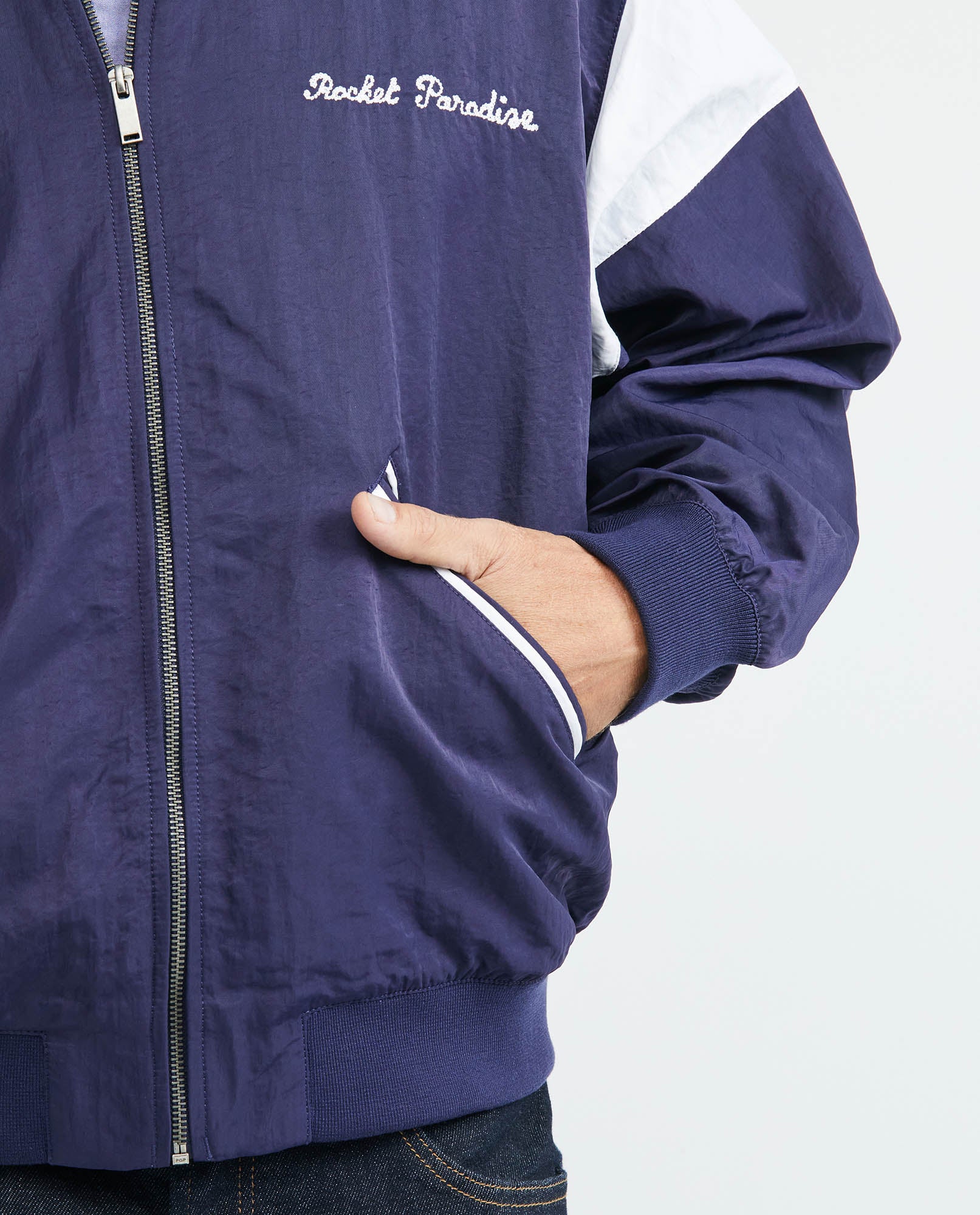 Men's Vintage American Jacket Contrast Sleeves in Polyamide - 4