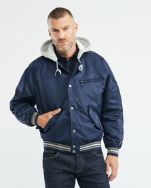 SPORT NYLON BOMBER JACKET IN NAVY