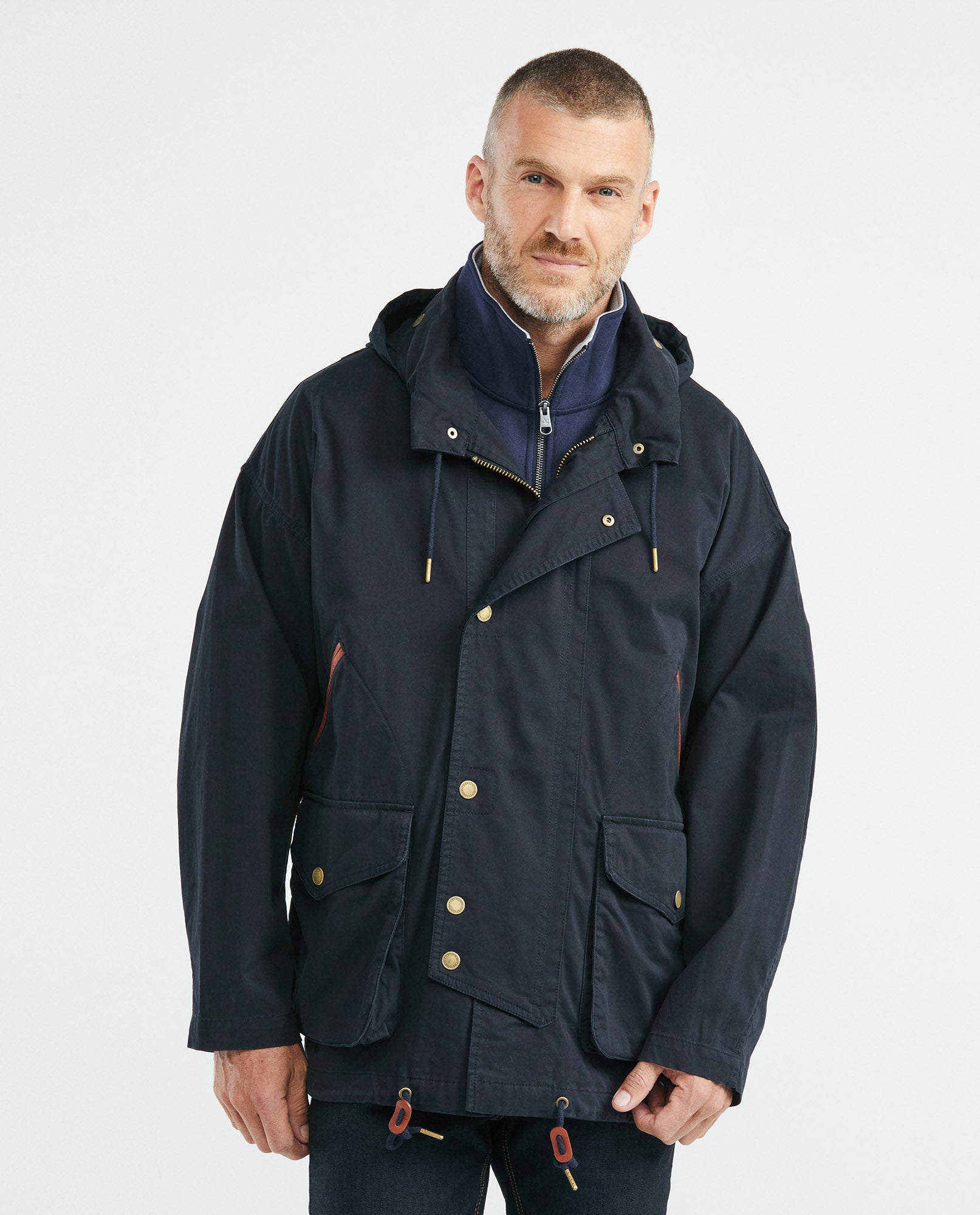 Men's Parka Double-Breasted Hood Golden Buttons - 2