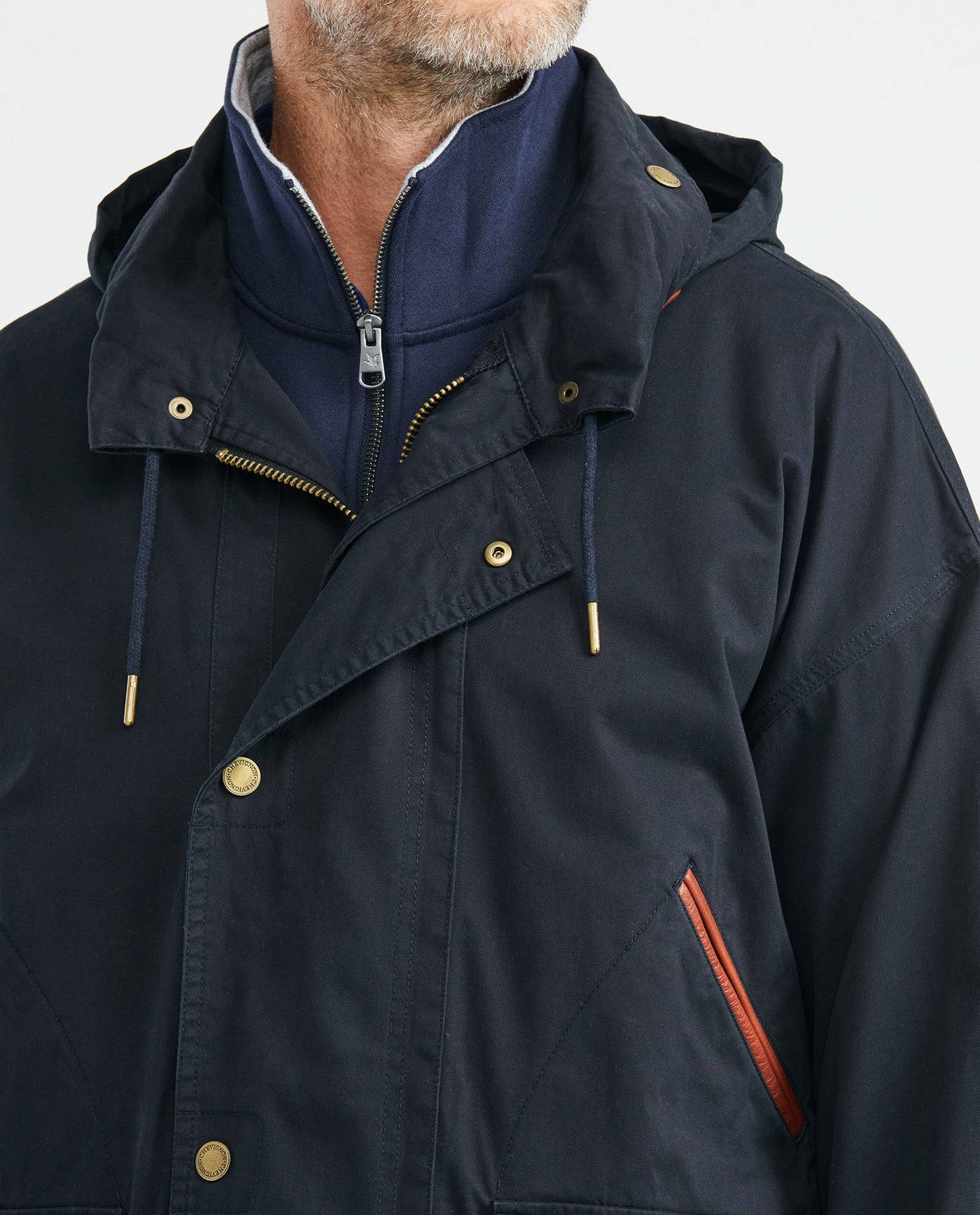 Men's Parka Double-Breasted Hood Golden Buttons - 3