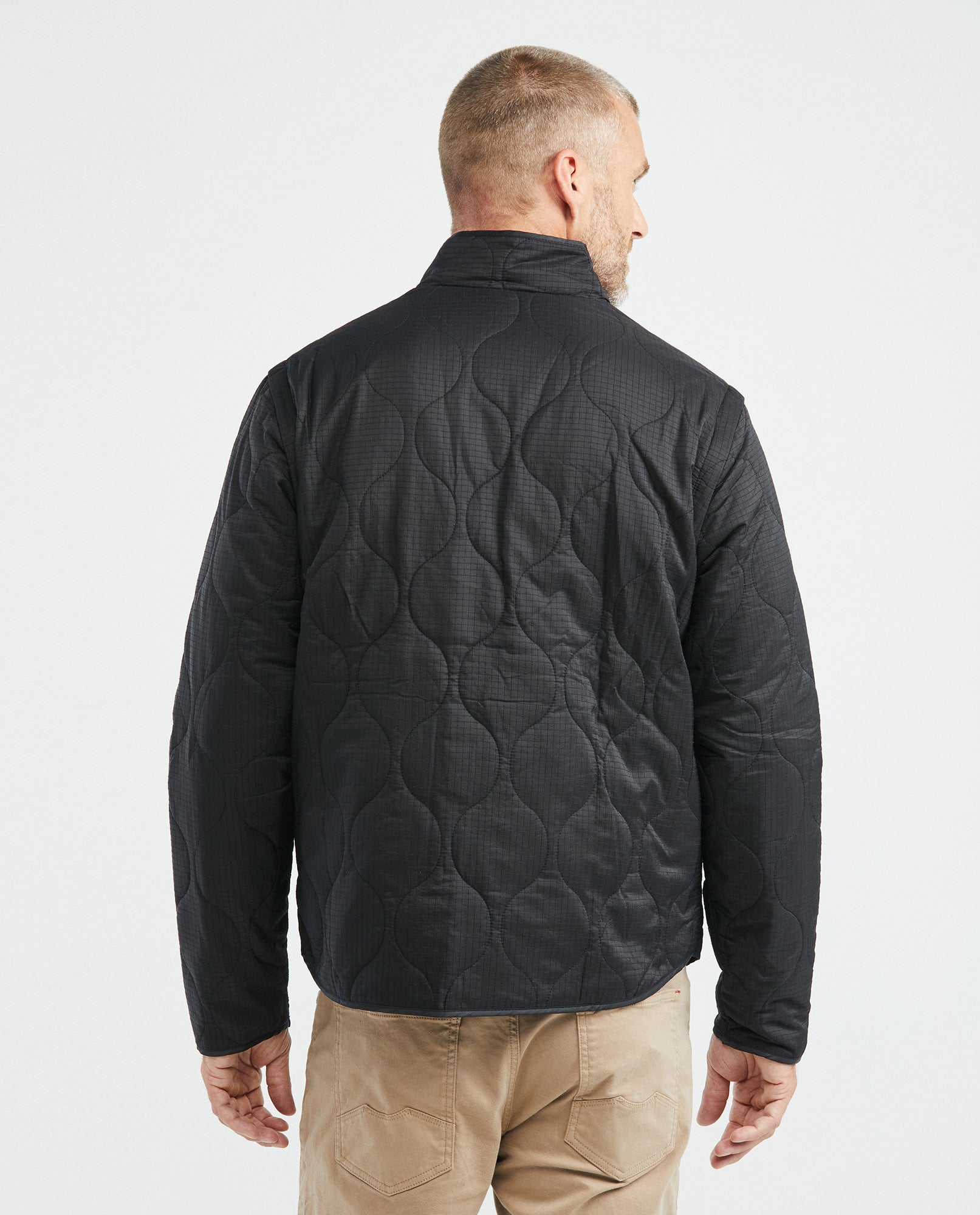 Men's Puffer High Neck Quilted Jacket Removable Sleeves in - 6