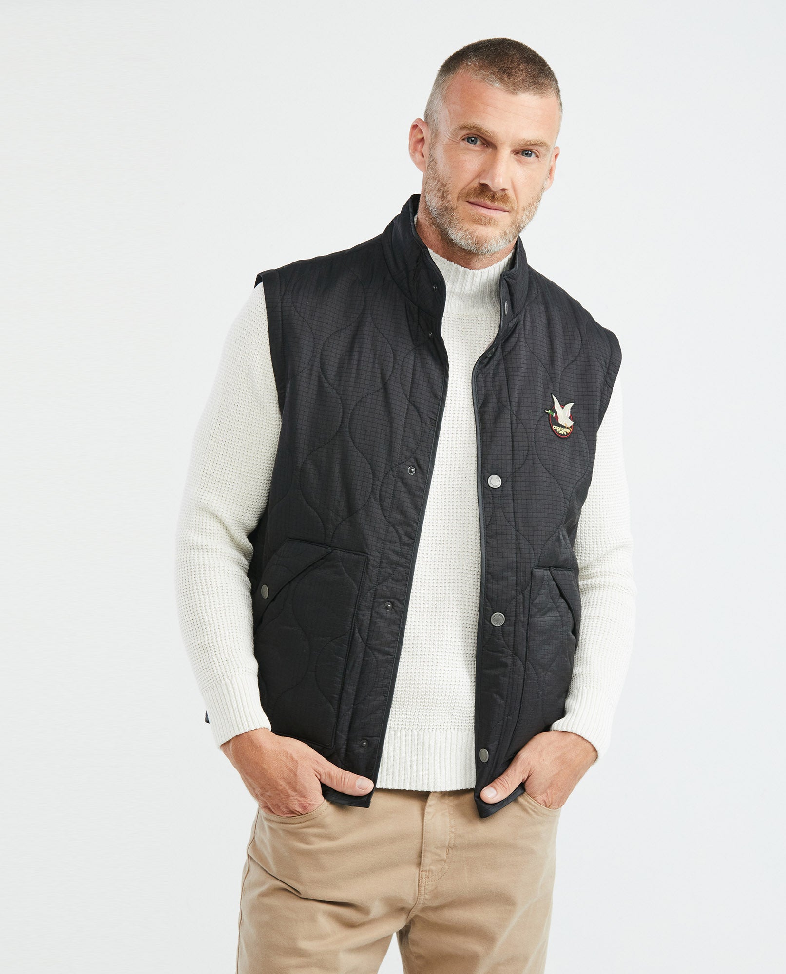 Men's Puffer High Neck Quilted Jacket Removable Sleeves in - 8