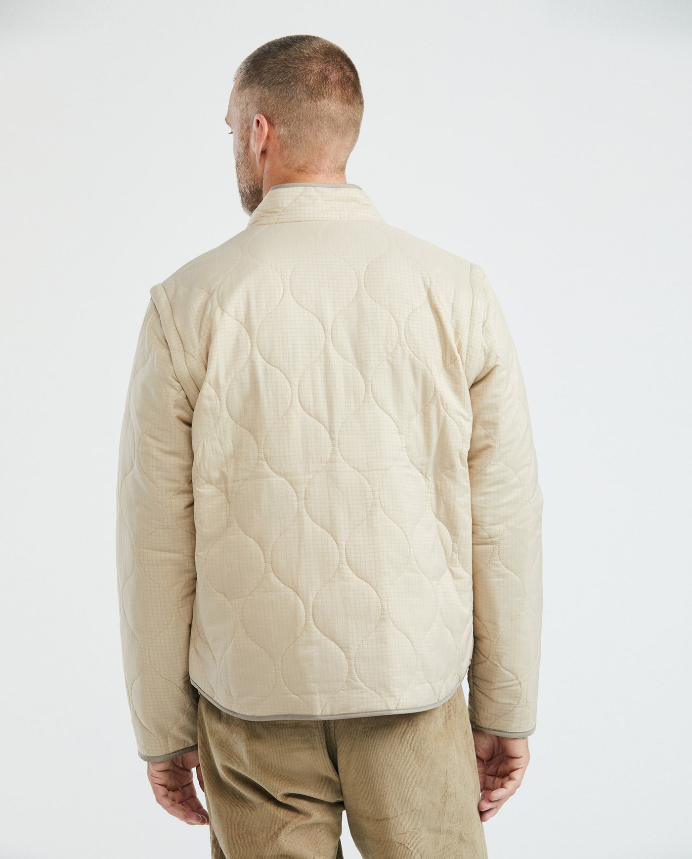 Men's Puffer High Neck Quilted Jacket Removable Sleeves in - 6