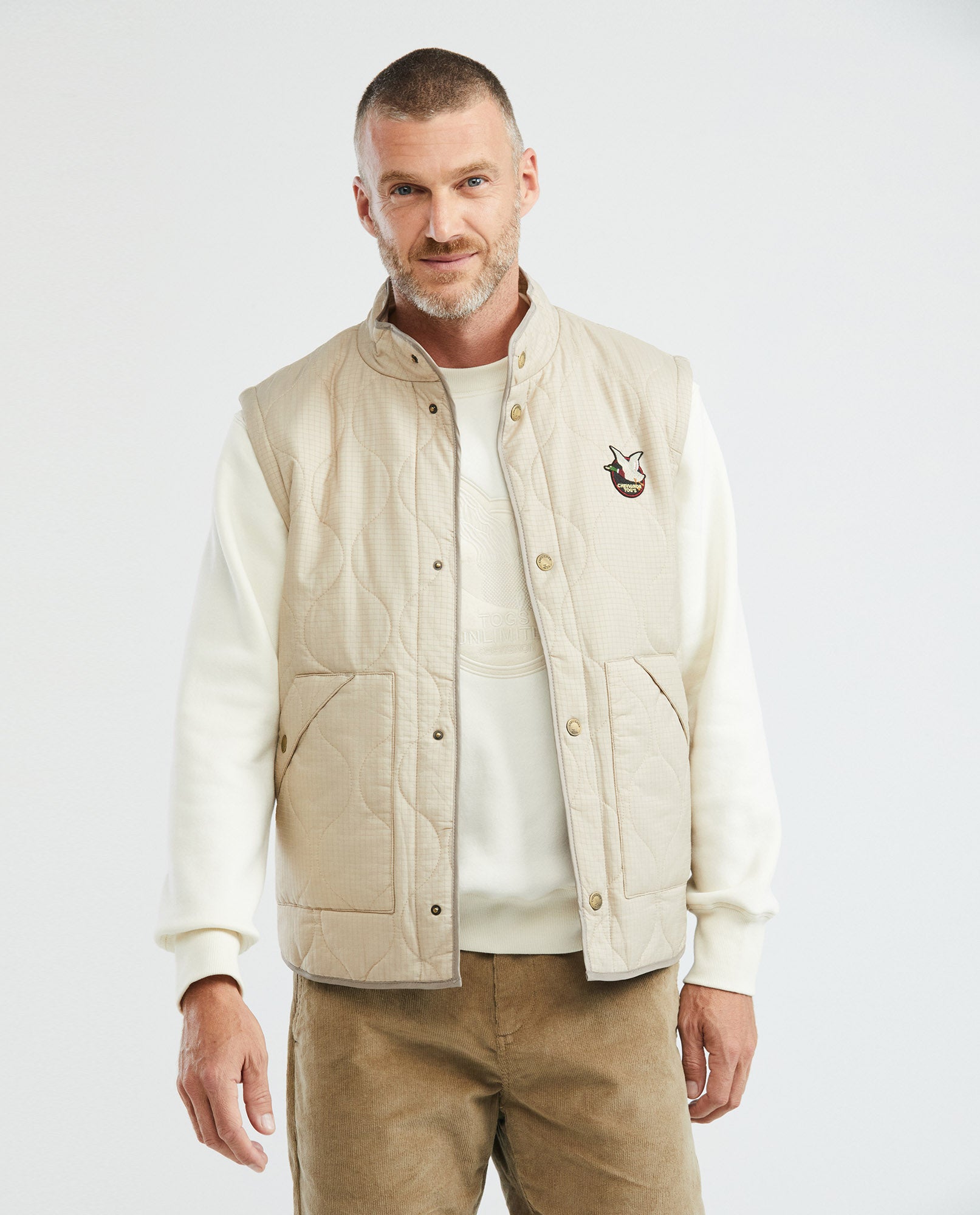 Men's Puffer High Neck Quilted Jacket Removable Sleeves in - 7