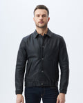 Men's Varsity Leather Jacket Lambskin Elastic Details - 1
