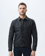 Men's Varsity Leather Jacket Lambskin Elastic Details - 1