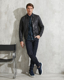 Men's Varsity Leather Jacket Lambskin Elastic Details