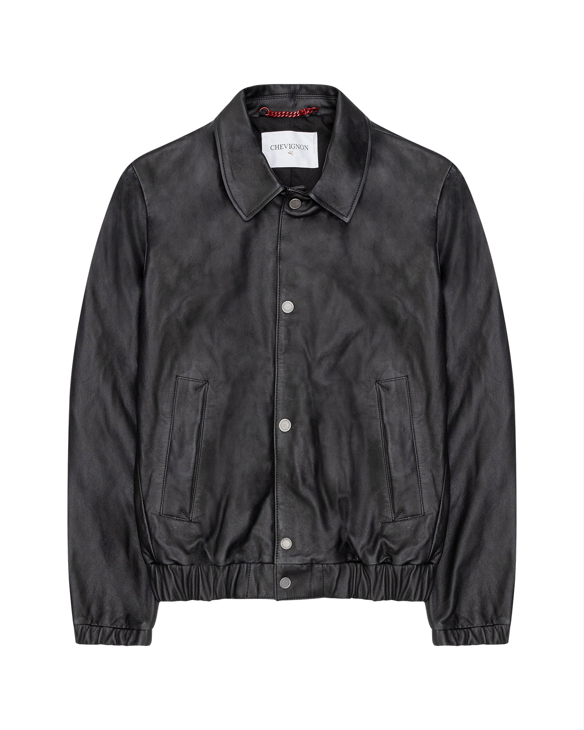 Men's Varsity Leather Jacket Lambskin Elastic Details