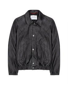 Men's Varsity Leather Jacket Lambskin Elastic Details