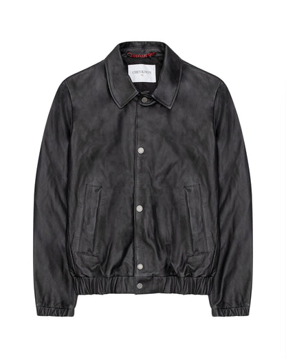 Men's Varsity Leather Jacket Lambskin Elastic Details