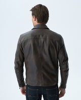 Men's Minimalist Leather Jacket Clean Lines Lambskin - 3