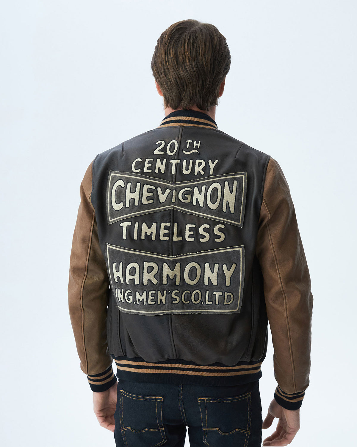 CENTURY 90 VARSITY LEATHER JACKET IN BROWN