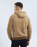 VESTE BOMBER À CAPUCHE EN DAIM MARRON