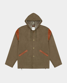WATER RESISTANT HOODED PARKA IN GREEN