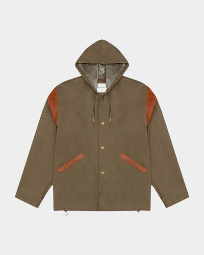 WATER RESISTANT HOODED PARKA IN GREEN