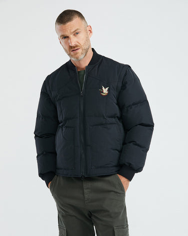 CONVERTIBLE QUILTED TOGS DOWN BOMBER IN BLACK