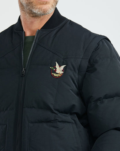 CONVERTIBLE QUILTED TOGS DOWN BOMBER IN BLACK