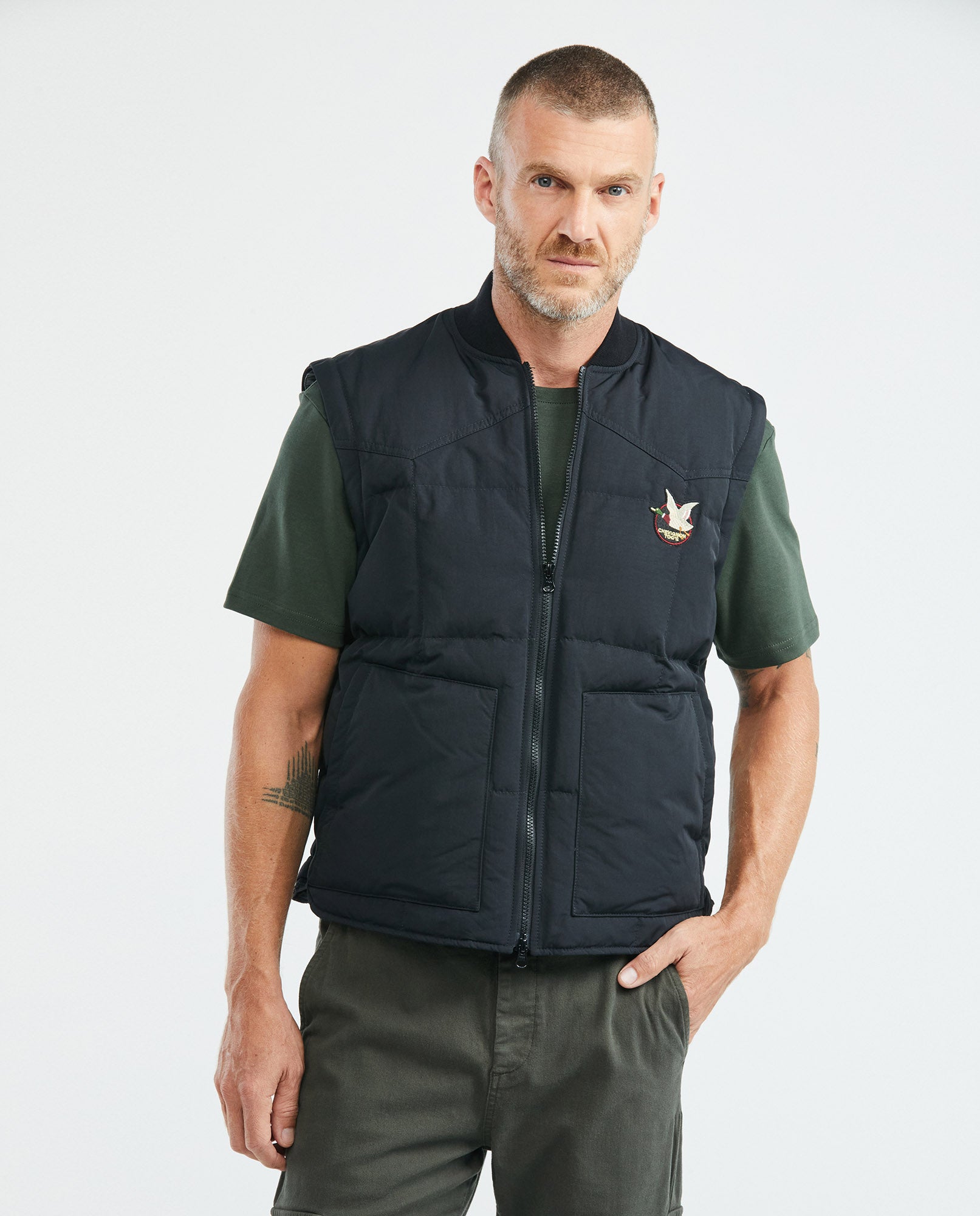 Men's Combat Quilted Jacket in Polyamide Military Details - 6