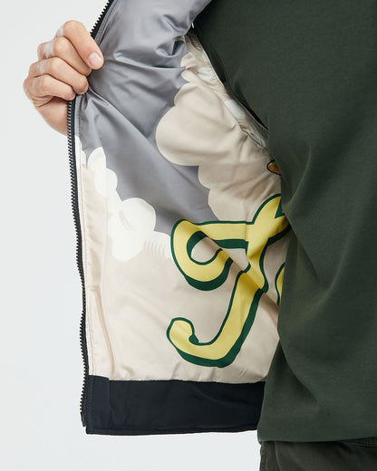 CONVERTIBLE QUILTED TOGS DOWN BOMBER IN BLACK