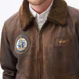 ICON AVIATOR BOMBER LEATHER JACKET IN BROWN