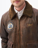 VESTE EN CUIR BOMBER ICON AVIATOR EN MARRON