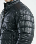 Men's Reversible Puffer Jacket Leather-Polyester Blend Double-Face - 3