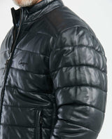 Men's Reversible Puffer Jacket Leather-Polyester Blend Double-Face - 3