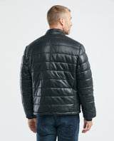 Men's Reversible Puffer Jacket Leather-Polyester Blend Double-Face - 4