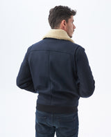 Mens Gyver Wool Trucker Jacket with Contrast Pile Collar in Wool-Polyamide - Blue 63_627E458_AZU194050_6