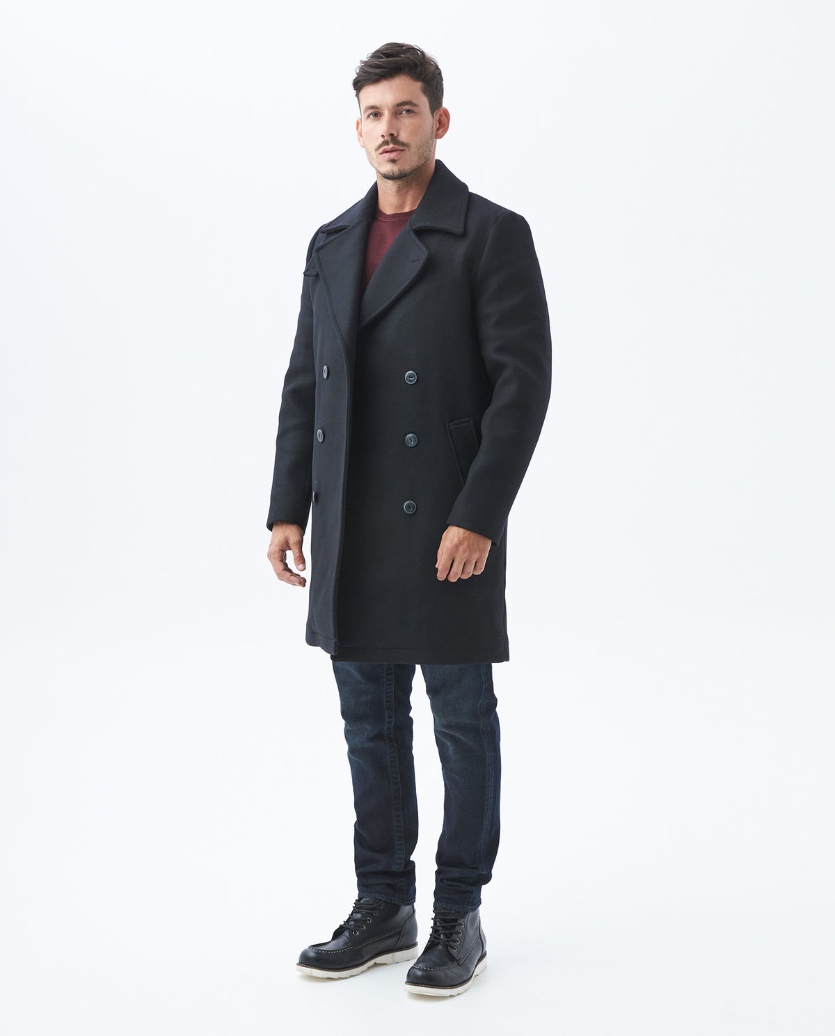 Men´s Double-Breasted Wool Coat - Black 63_627E460_NEG193909_0