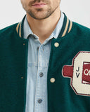 POWER BADGES VARSITY JACKET IN GREEN