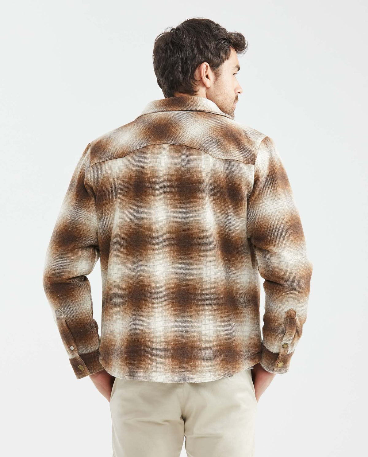 Men´s Plaid Wool-Blend Shacket - Brown 63_627E463_CAF181148_5