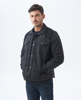 Men's Quilted Trucker Jacket Contrast Panel in Polyester 63_627E469_090000_3