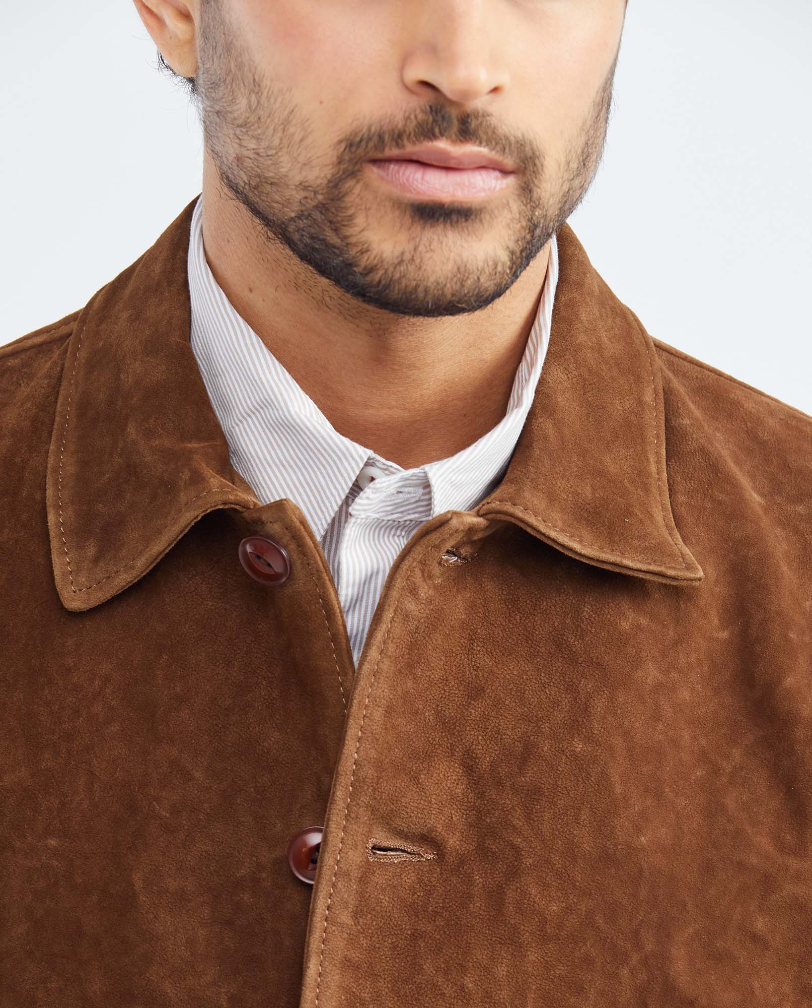 Men's Lambskin Jacket Polo Collar Printed Lining - 3