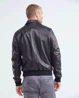 Men's Oversize Lambskin Jacket Polo Collar Ribbed Studded Pockets - 5