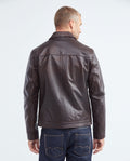 Men's Calfskin Jacket Polo Collar Chest Zipper Pocket Pleated Lining  - 5