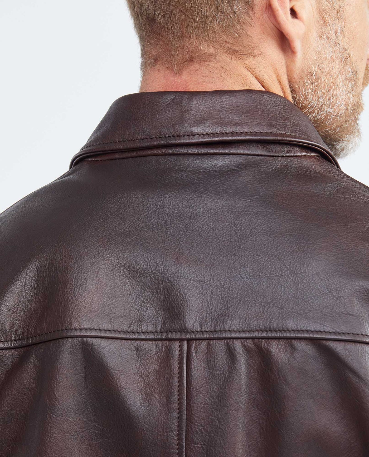 Men's Calfskin Jacket Polo Collar Chest Zipper Pocket Pleated Lining  - 6