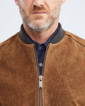 Men's Embroidered Lambskin Jacket Oversize Ribbed Printed Lining  - 3