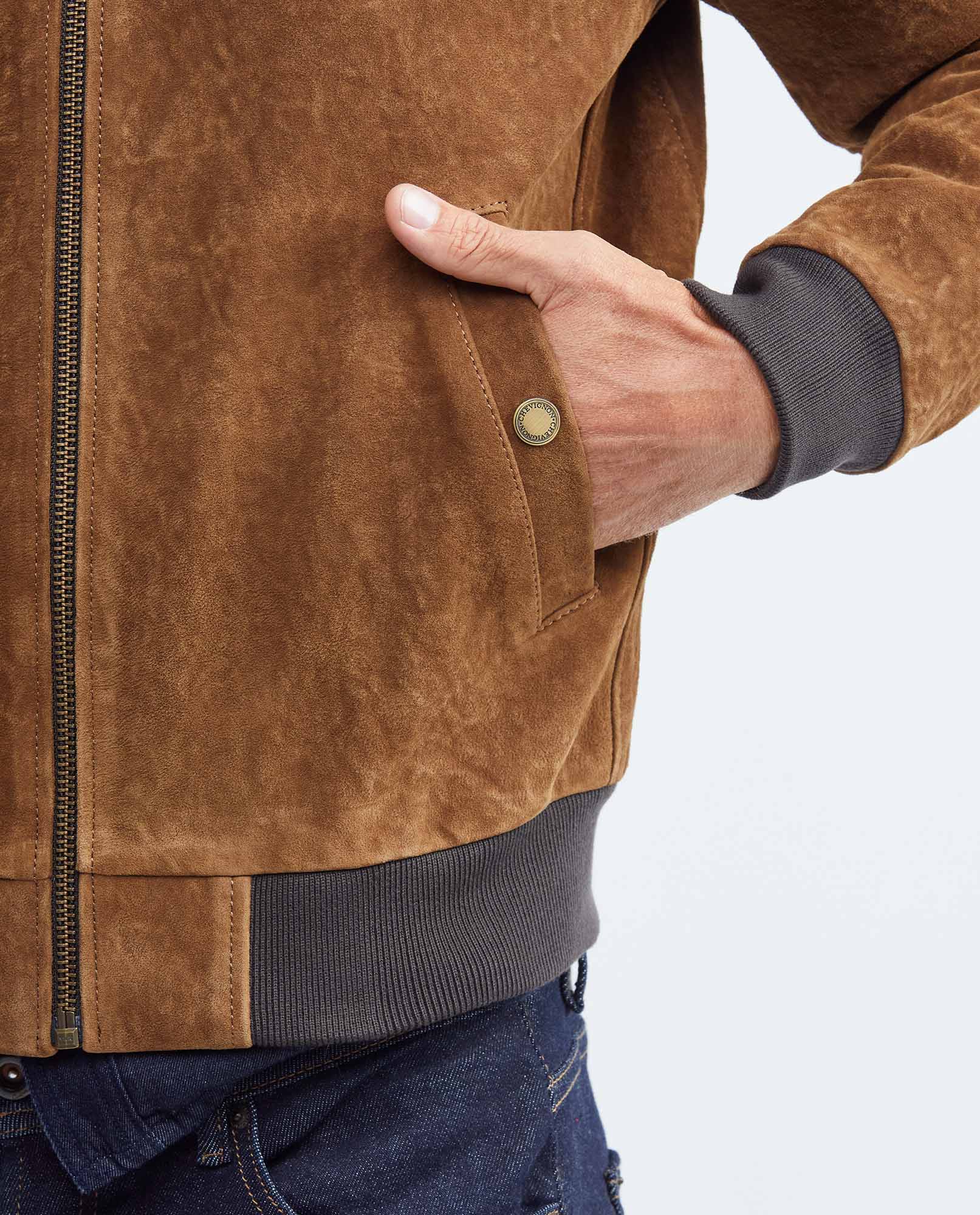 Men's Embroidered Lambskin Jacket Oversize Ribbed Printed Lining  - 4
