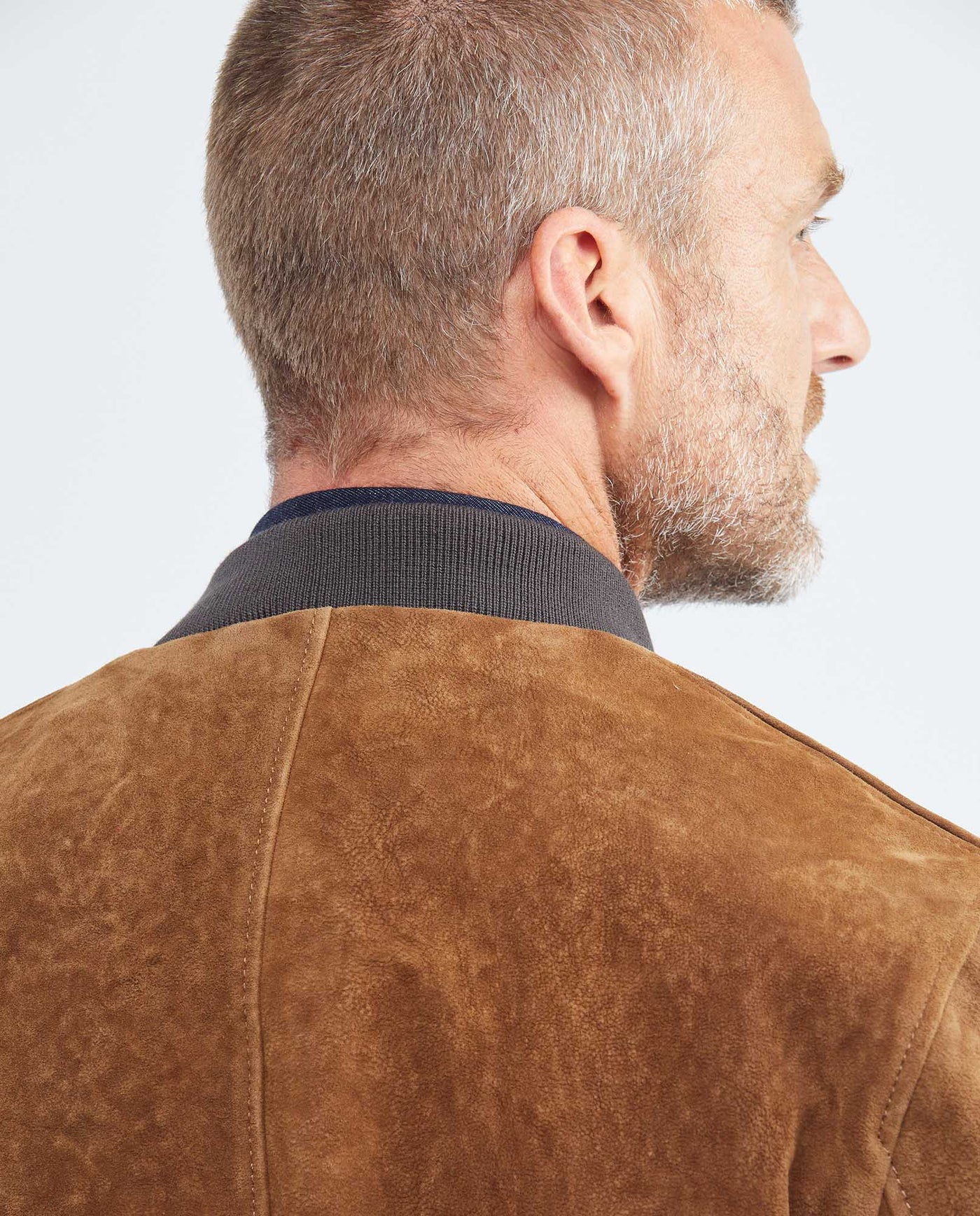 Men's Embroidered Lambskin Jacket Oversize Ribbed Printed Lining  - 6