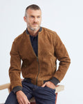 Men's Embroidered Lambskin Jacket Oversize Ribbed Printed Lining  - 7