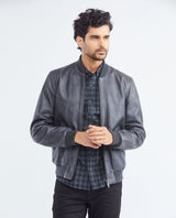 Men's Calfskin Jacket Oversize Flap Pockets Ribbed - 1